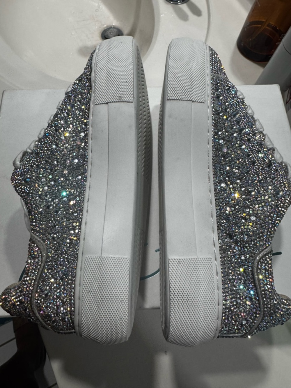 Betsey Johnson Silver Sparkle Sneakers